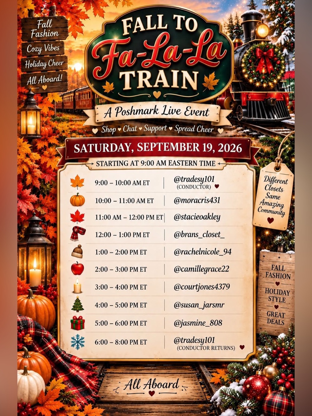 🍁🍂Fall to Fa-La-La ❄️ ⛄️ Train Show Saturday Sept 19th